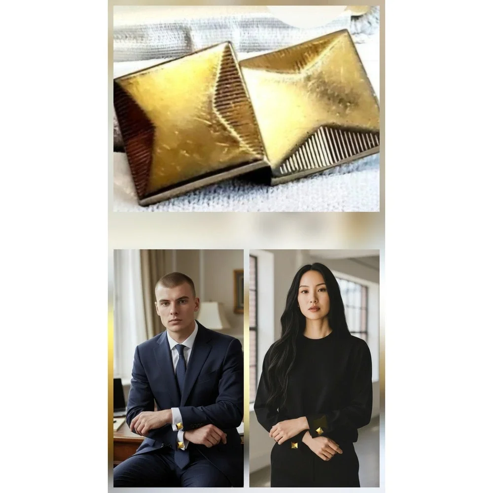 Vintage Swank Gold Tone Square Cufflinks Settles‎ Jewelry Indiana 1970s-1990s